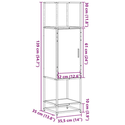 Highboard Schwarz 35,5x35x139 cm Holzwerkstoff und Metall