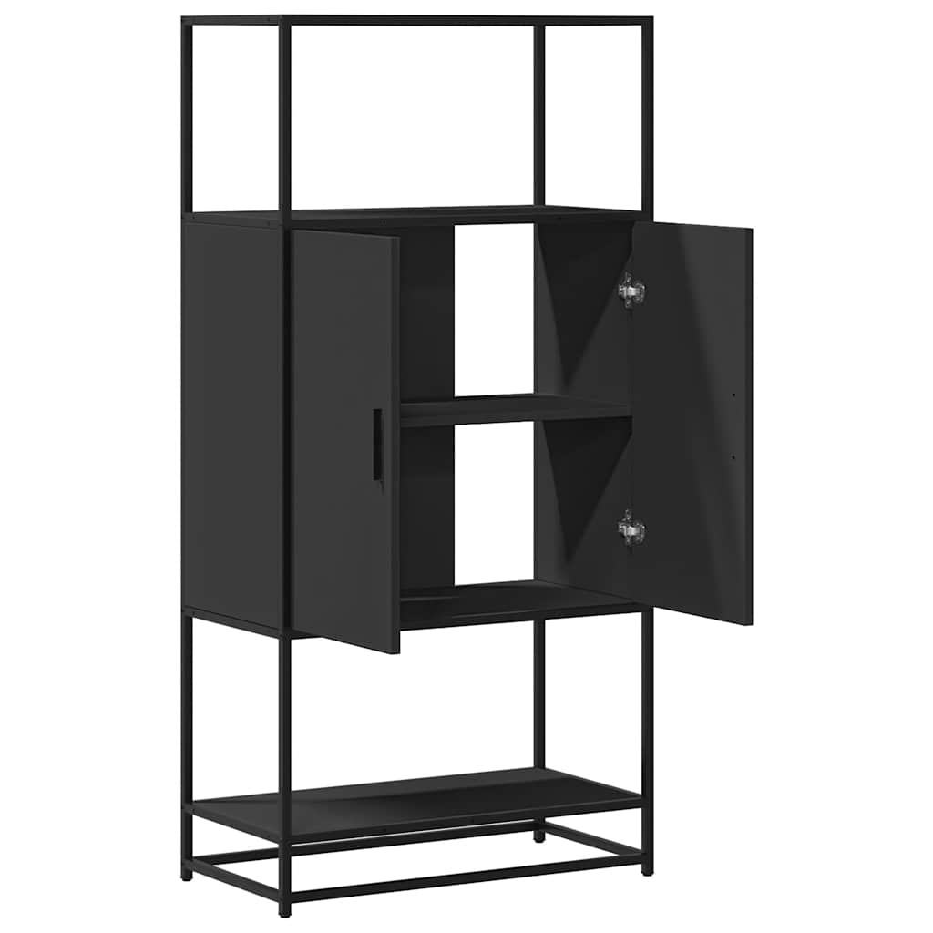 Highboard Schwarz 68x35x139 cm Holzwerkstoff und Metall