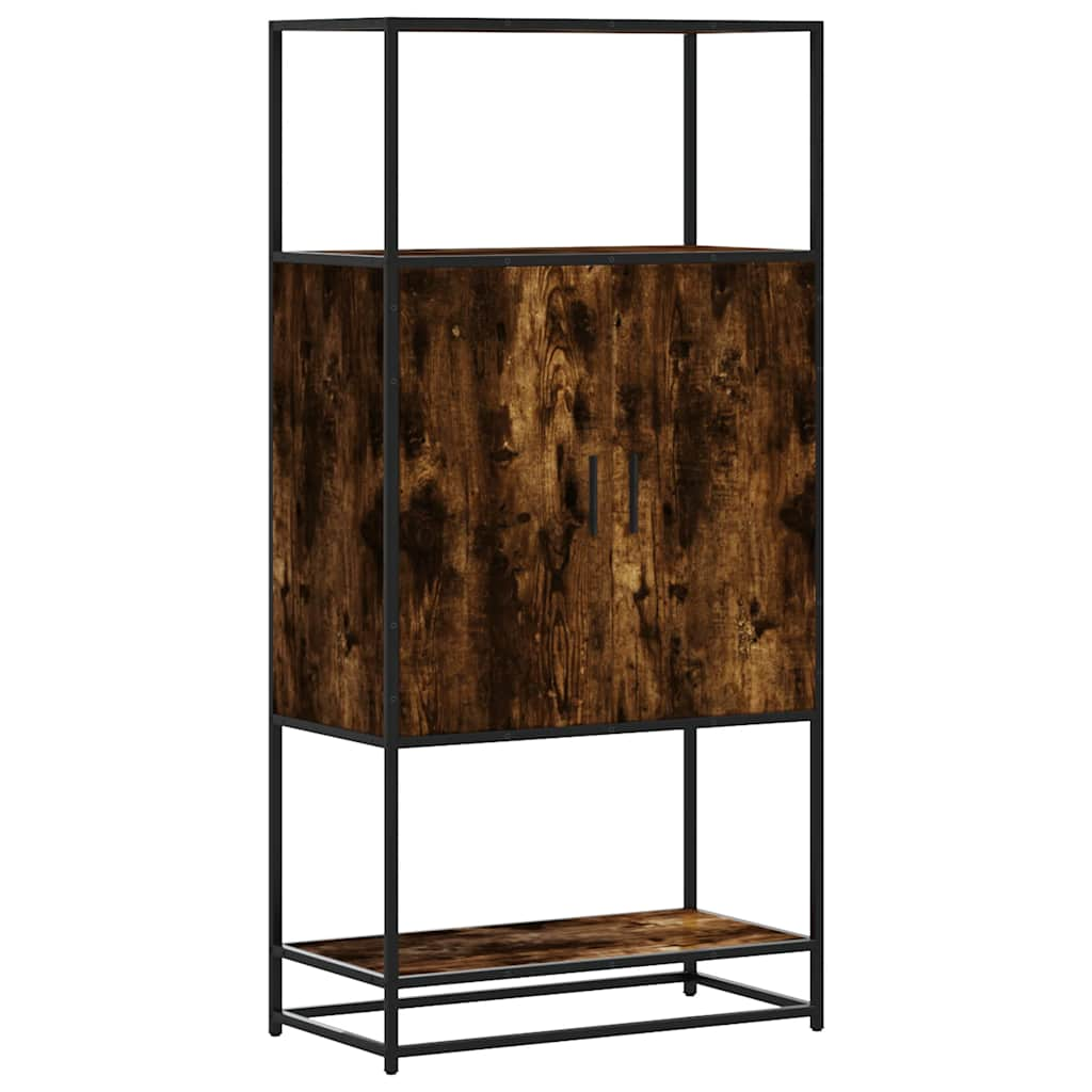 Highboard Räuchereiche 68x35x139 cm Holzwerkstoff und Metall