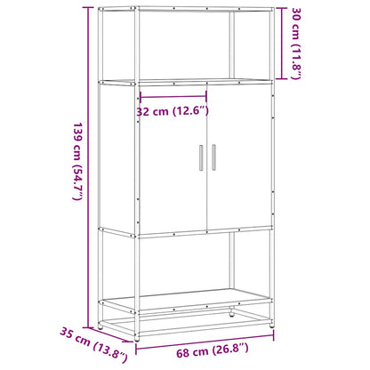 Highboard Räuchereiche 68x35x139 cm Holzwerkstoff und Metall