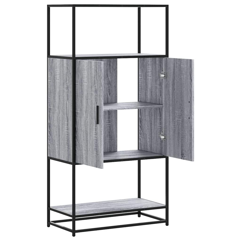 Highboard Grau Sonoma 68x35x139 cm Holzwerkstoff und Metall