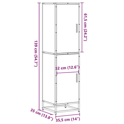 Highboard Schwarz 35,5x35x139 cm Holzwerkstoff und Metall