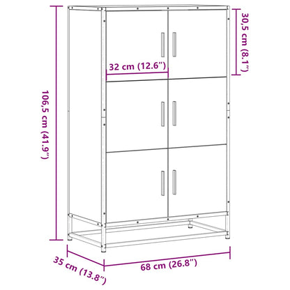 Highboard Schwarz 68x35x106,5 cm Holzwerkstoff und Metall