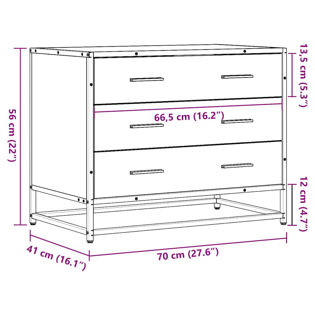 Schubladenschrank Schwarz 70x41x56 cm Holzwerkstoff