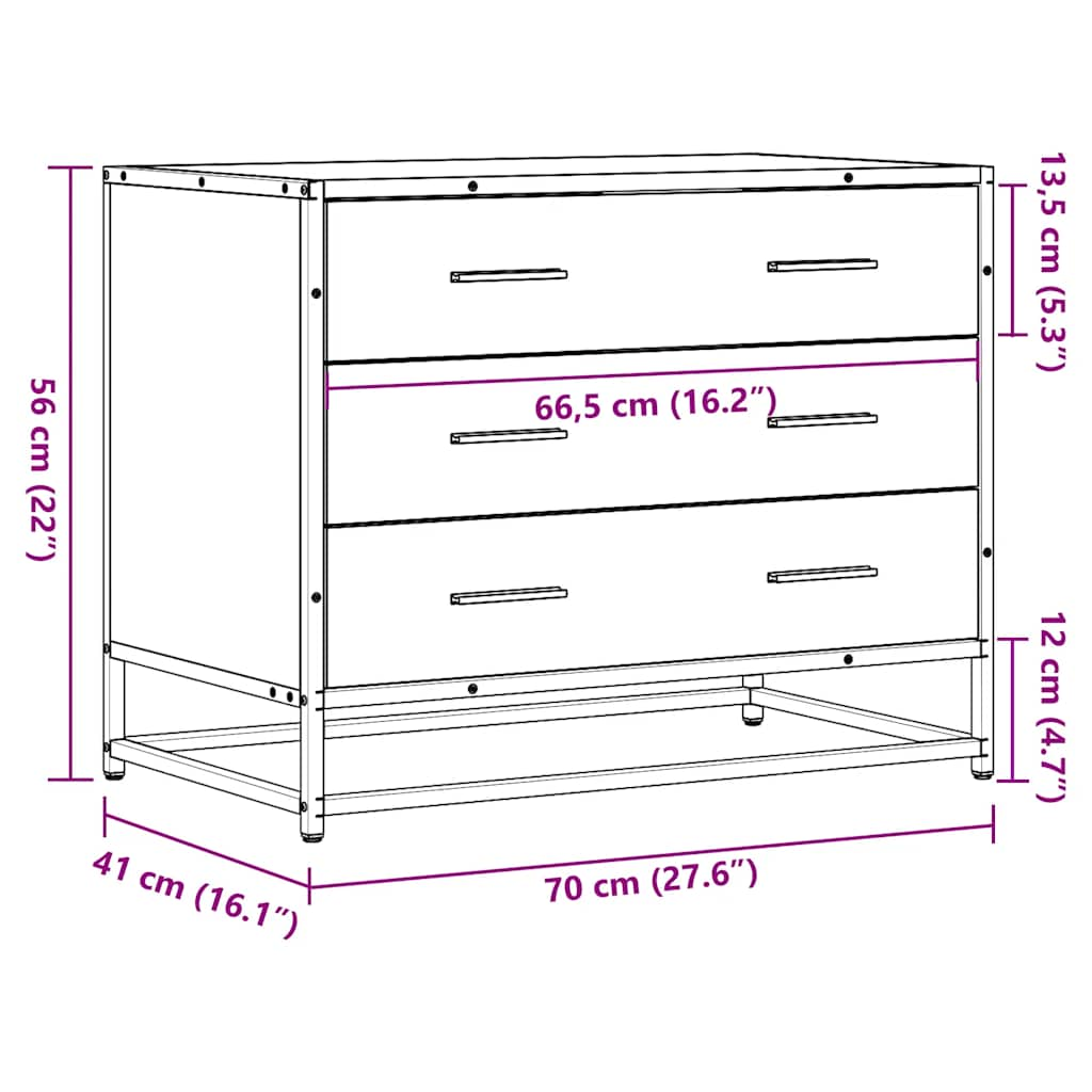 Schubladenschrank Sonoma-Eiche 70x41x56 cm Holzwerkstoff