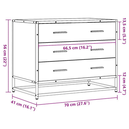 Schubladenschrank Räuchereiche 70x41x56 cm Holzwerkstoff