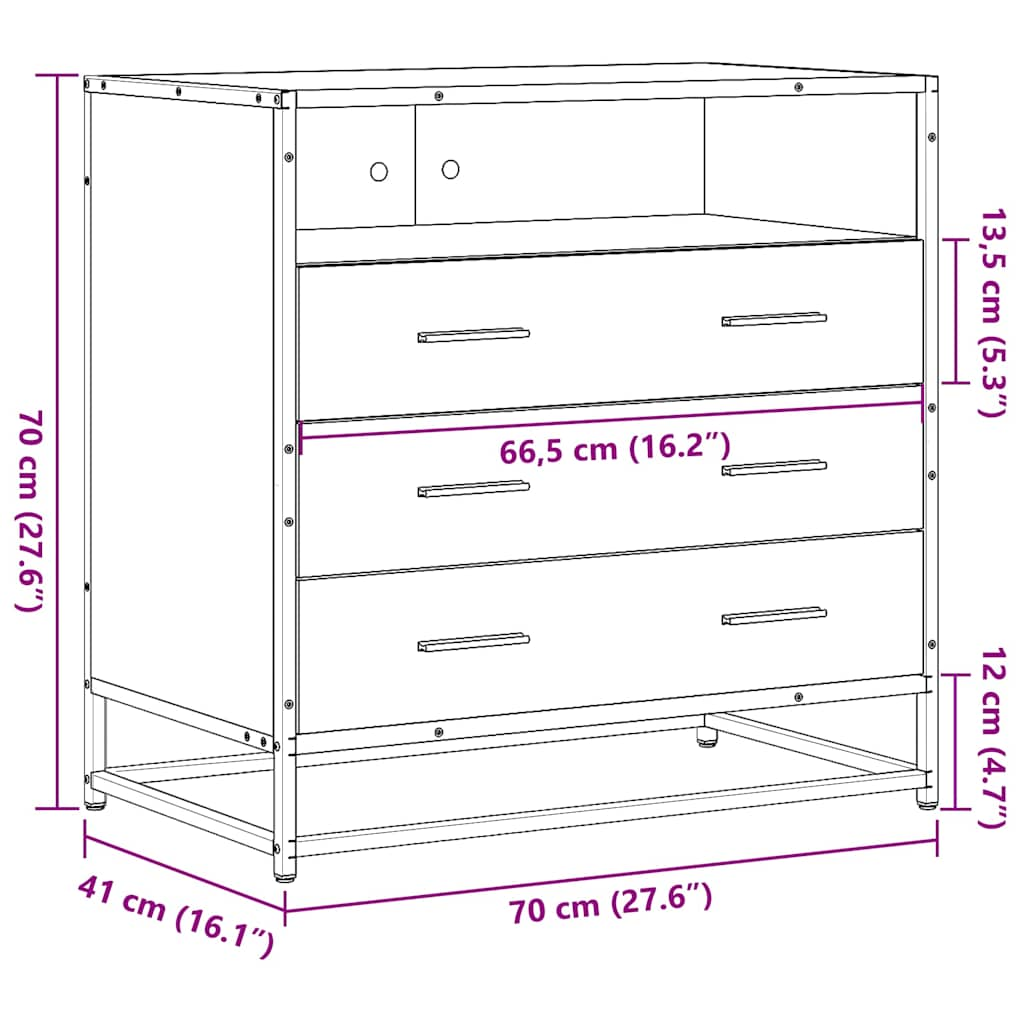 Schubladenschrank Sonoma-Eiche 70x41x70 cm Holzwerkstoff