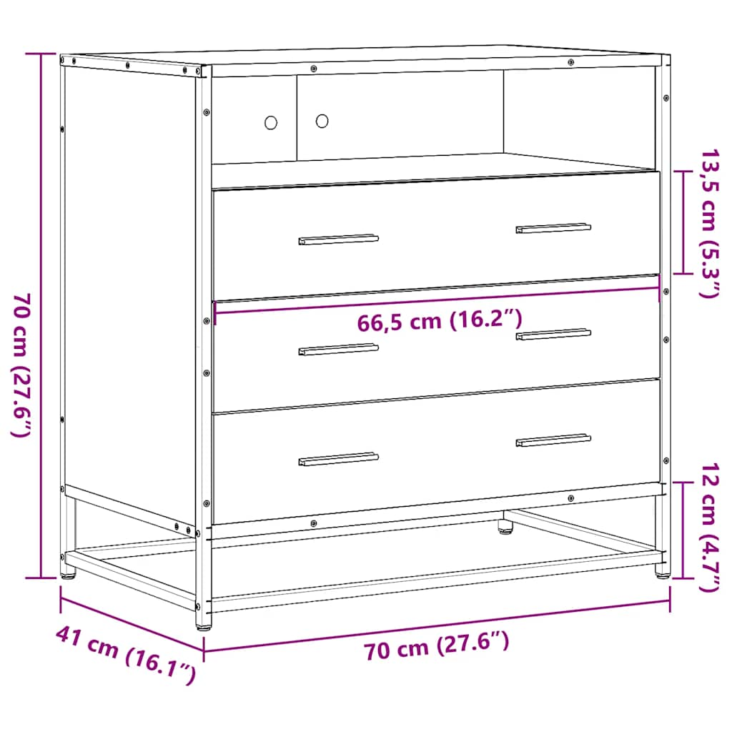 Schubladenschrank Braun Eichen-Optik 70x41x70 cm Holzwerkstoff