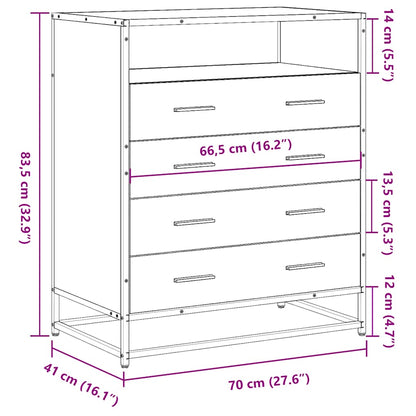 Schubladenschrank Schwarz 70x41x83,5 cm Holzwerkstoff