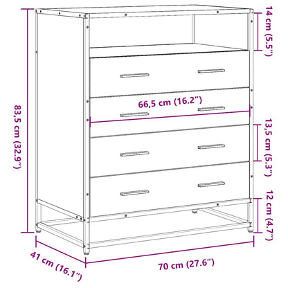 Schubladenschrank Räuchereiche 70x41x83,5 cm Holzwerkstoff