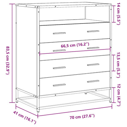 Schubladenschrank Grau Sonoma 70x41x83,5 cm Holzwerkstoff