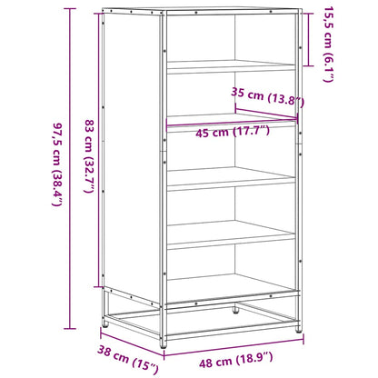 Schuhregal Grau Sonoma 48x38x97,5 cm Holzwerkstoff