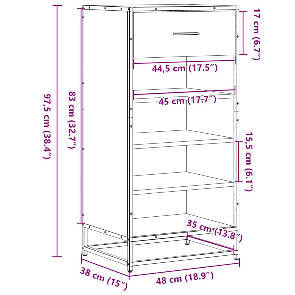 Schuhregal Schwarz 48x38x97,5 cm Holzwerkstoff