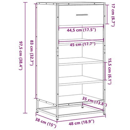 Schuhregal Sonoma-Eiche 48x38x97,5 cm Holzwerkstoff