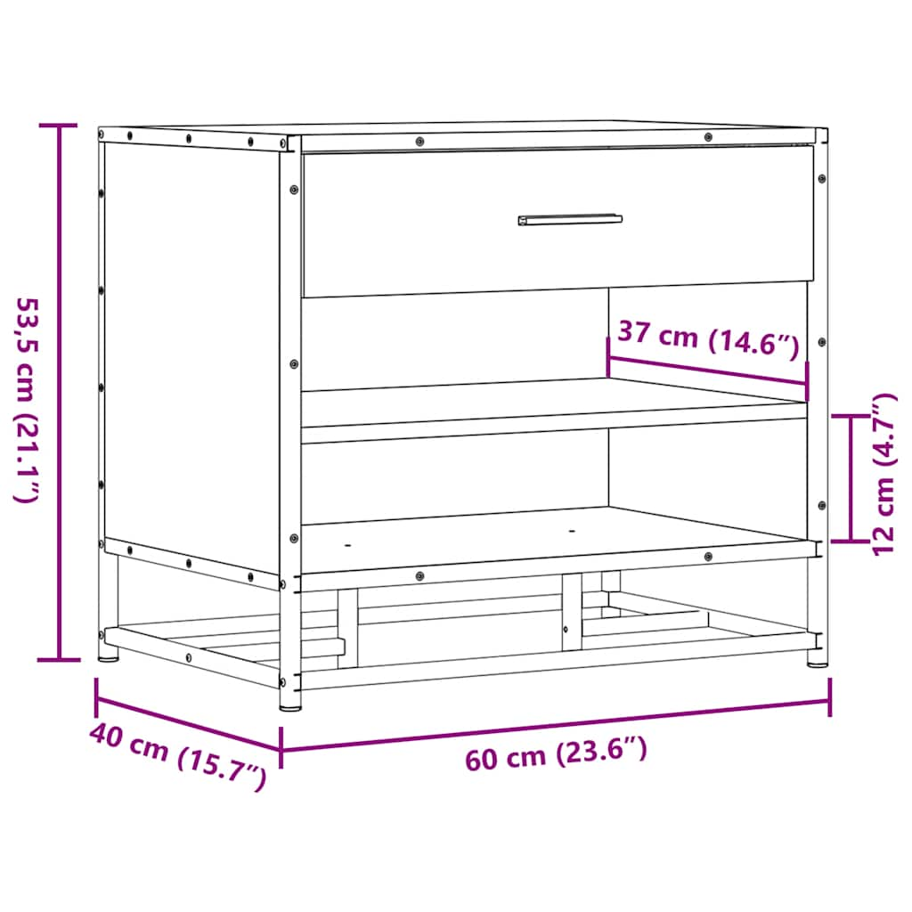 Schuhbank Sonoma-Eiche 60x40x53,5 cm Holzwerkstoff und Metall