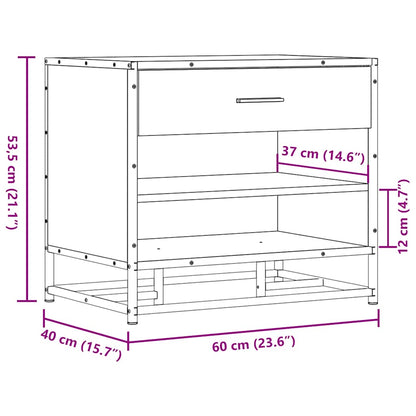 Schuhbank Räuchereiche 60x40x53,5 cm Holzwerkstoff und Metall