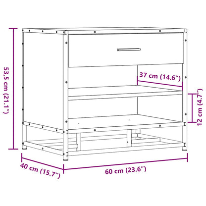 Schuhbank Grau Sonoma 60x40x53,5 cm Holzwerkstoff und Metall