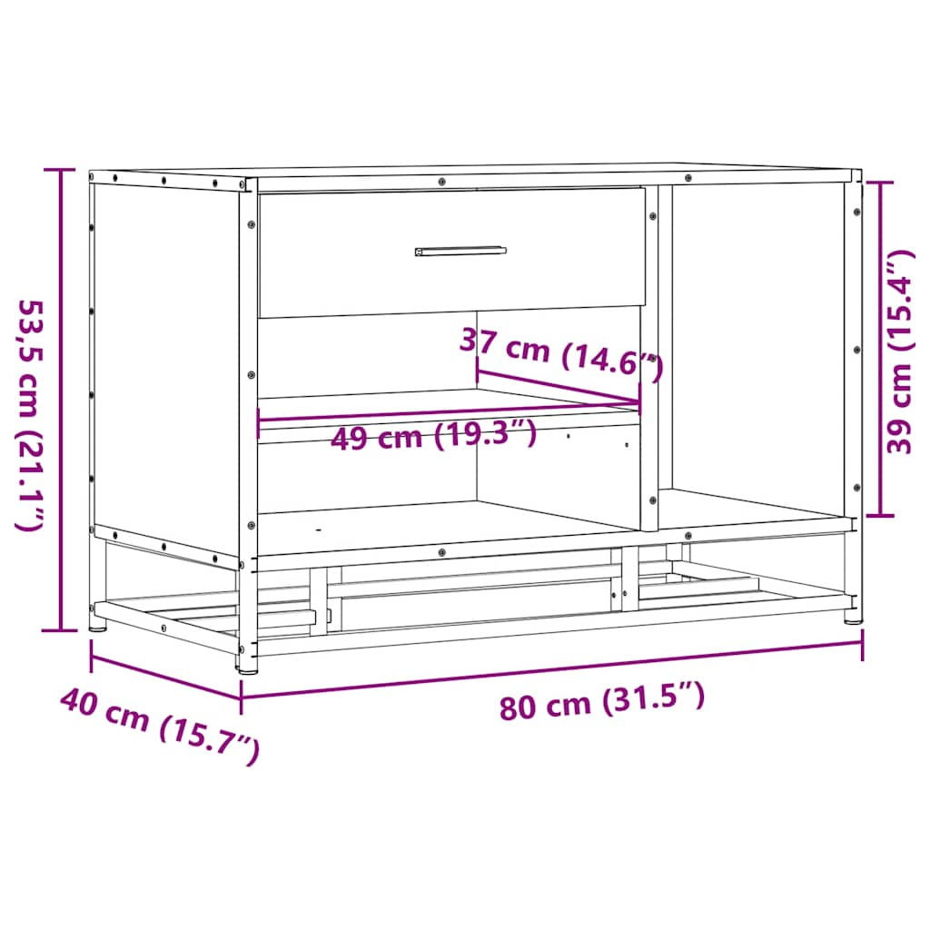 Schuhbank Schwarz 80x40x53,5 cm Holzwerkstoff und Metall