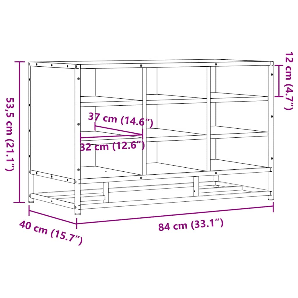 Schuhbank Grau Sonoma 84x40x53,5 cm Holzwerkstoff und Metall