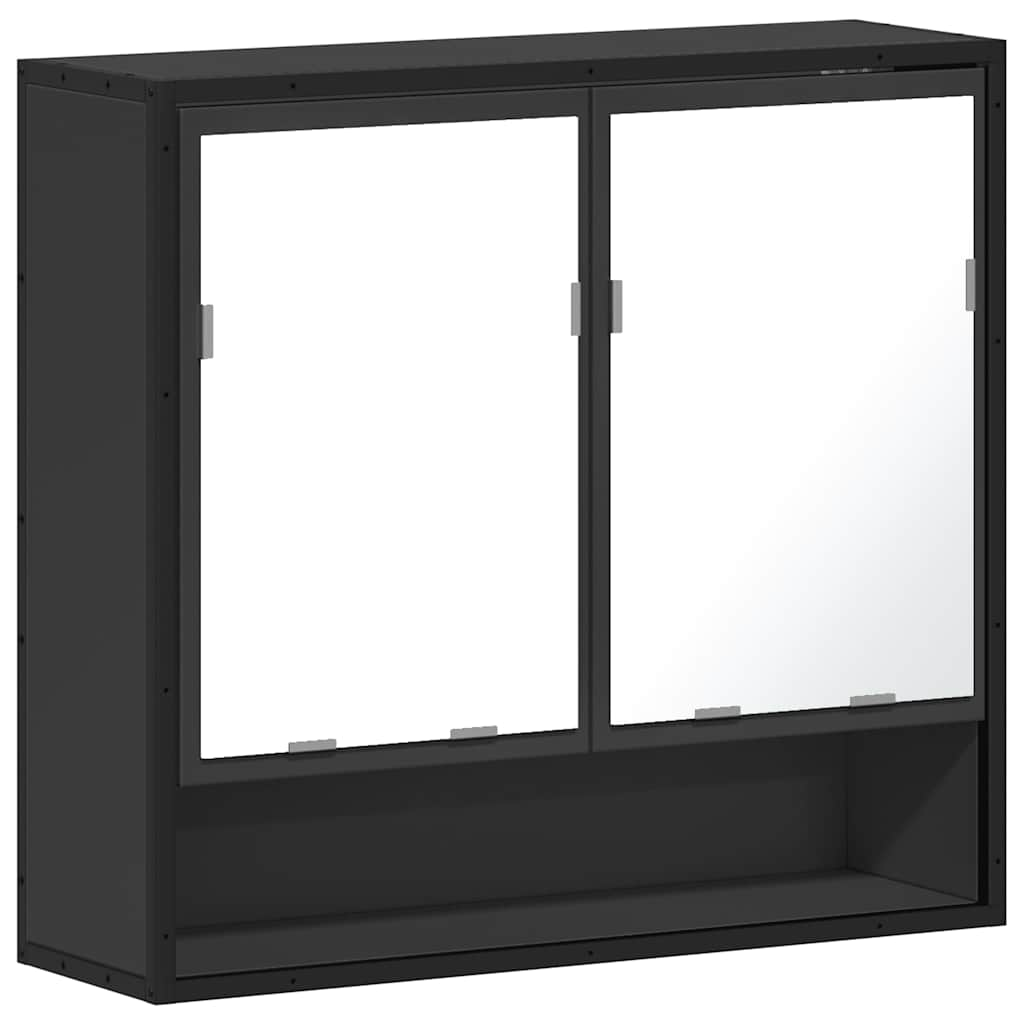 Spiegelschrank Schwarz 65x20x60 cm Holzwerkstoff