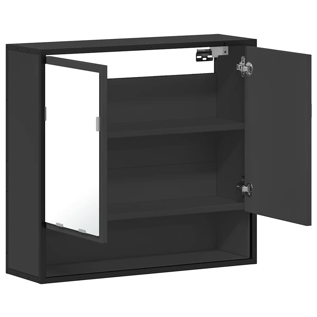 Spiegelschrank Schwarz 65x20x60 cm Holzwerkstoff