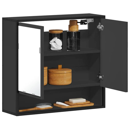 Spiegelschrank Schwarz 65x20x60 cm Holzwerkstoff