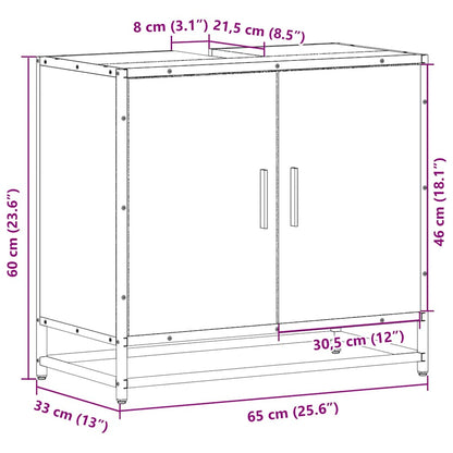 Waschbeckenunterschrank Räuchereiche 65x33x60 cm Holzwerkstoff