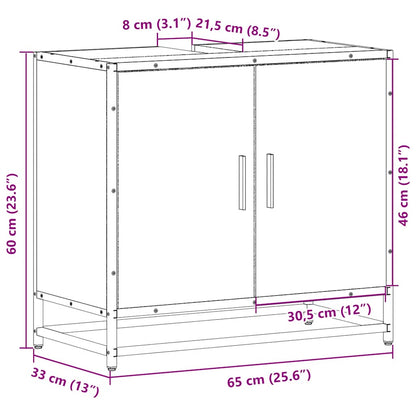 Waschbeckenunterschrank Braun Eichen-Optik 65x33x60 cm