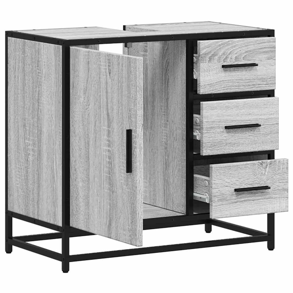 Waschbeckenunterschrank Grau Sonoma 65x33x60 cm Holzwerkstoff