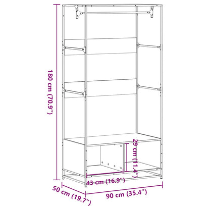 Kleiderständer Schwarz 90x50x180 cm Holzwerkstoff