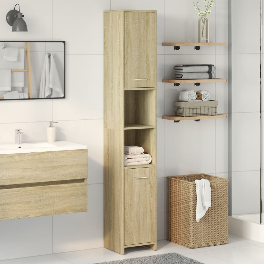 Badezimmerschrank Sonoma-Eiche 30x30x183,5 cm Holzwerkstoff