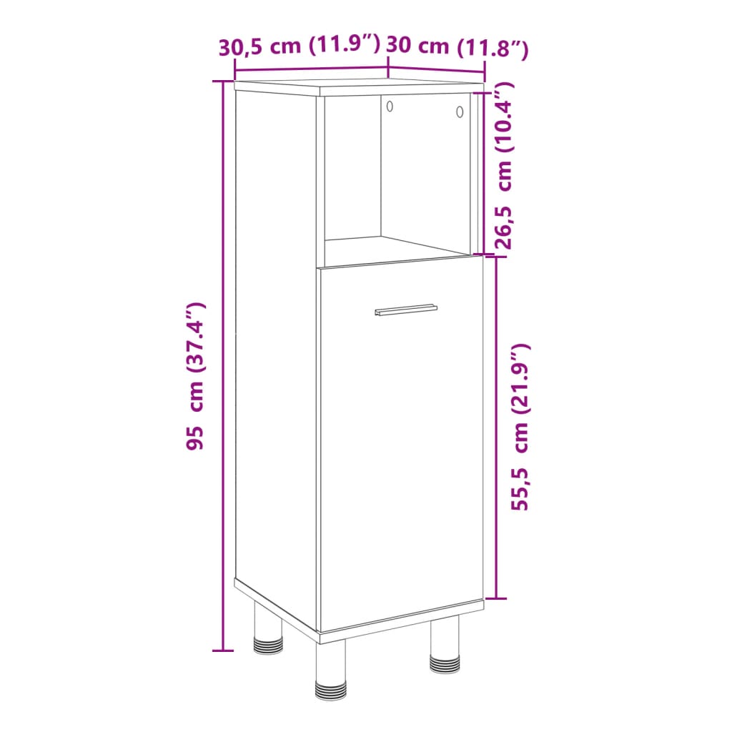 Badschrank Sonoma-Eiche 30,5x30x95 cm Holzwerkstoff