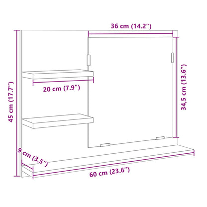 Badspiegel Sonoma-Eiche 60x10,5x45 cm Holzwerkstoff