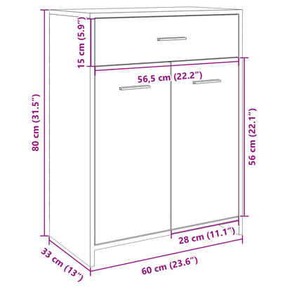 Badezimmerschrank Sonoma-Eiche 60x33x80 cm Holzwerkstoff