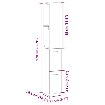 Badschrank Sonoma-Eiche 25x26,5x170 cm Holzwerkstoff