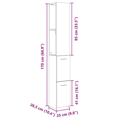 Badschrank Sonoma-Eiche 25x26,5x170 cm Holzwerkstoff