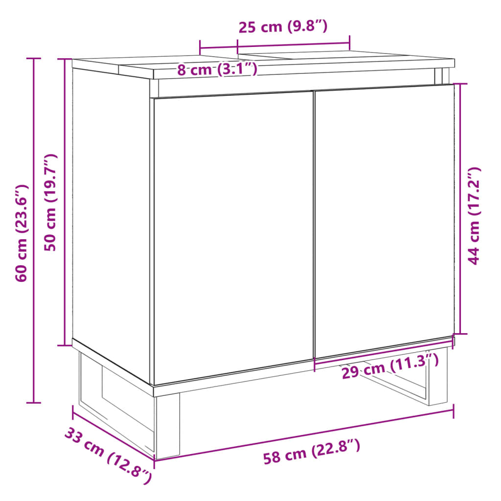 Badschrank Sonoma-Eiche 58x33x60 cm Holzwerkstoff