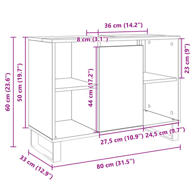 Badschrank Sonoma-Eiche 80x33x60 cm Holzwerkstoff