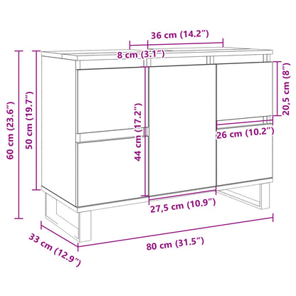 Badschrank Sonoma-Eiche 80x33x60 cm Holzwerkstoff