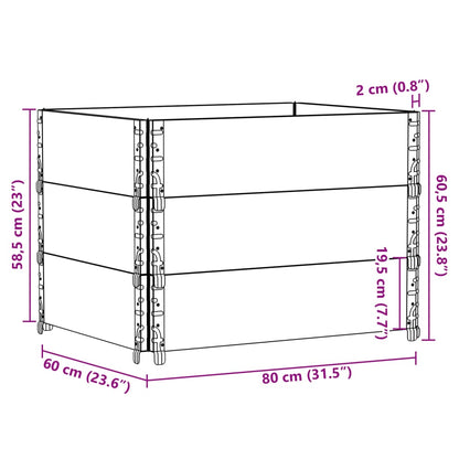 Paletten-Aufsatzrahmen 3 Stk. Grau 80x60 cm Massivholz Kiefer