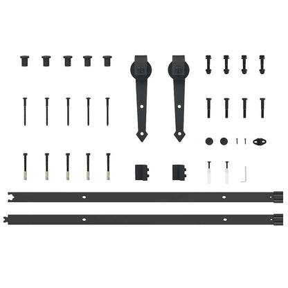 Schiebetürbeschlag-Set 213,5 cm Stahl Schwarz