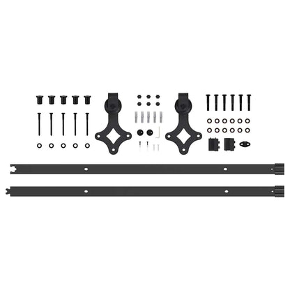 Schiebetürbeschlag-Set 213,5 cm Stahl Schwarz