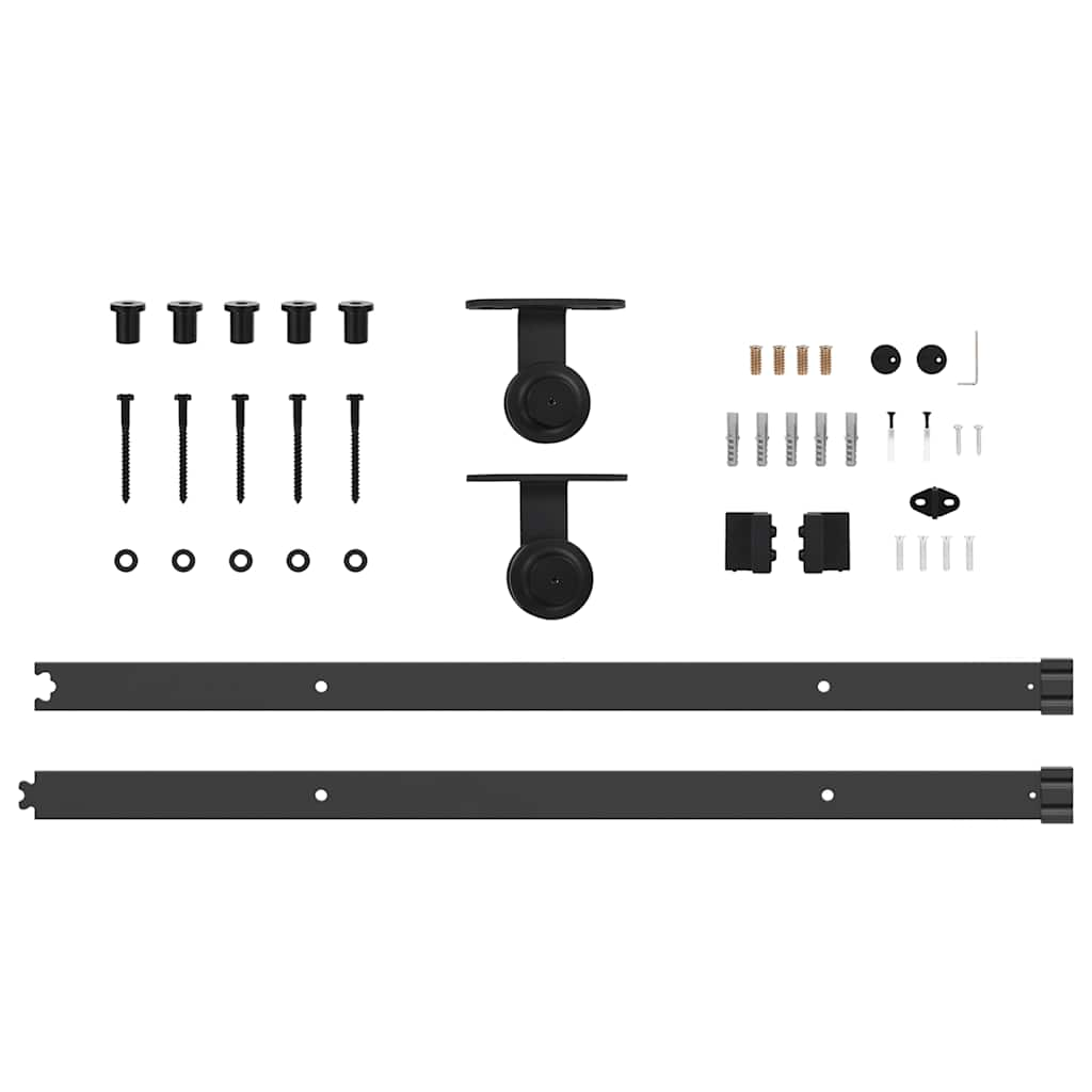 Schiebetürbeschlag-Set 213,5 cm Stahl Schwarz