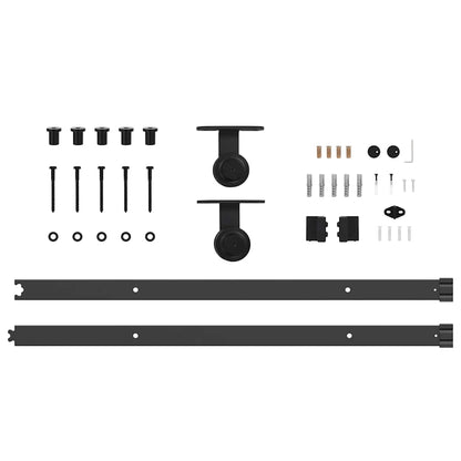 Schiebetürbeschlag-Set 213,5 cm Stahl Schwarz