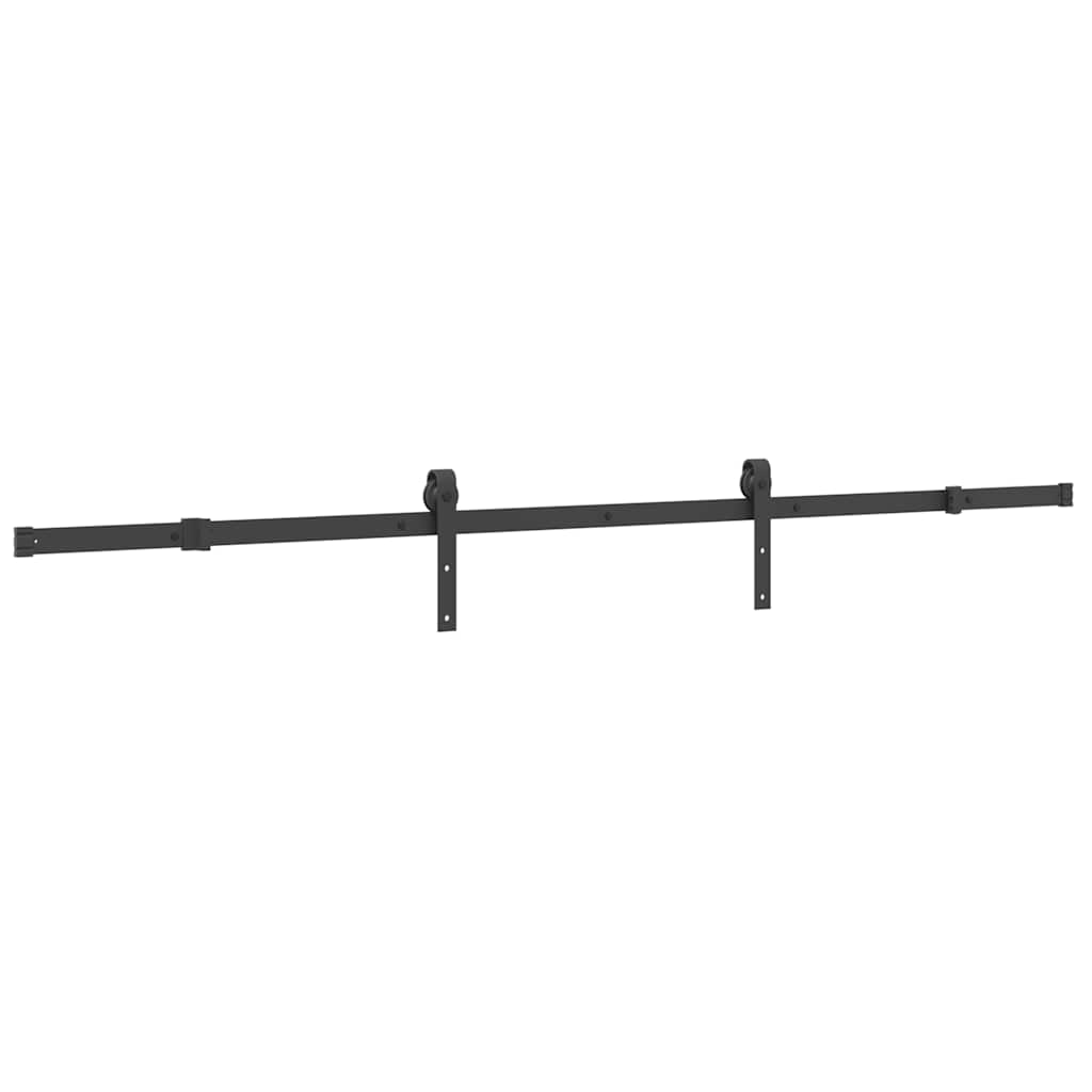 Schiebetürbeschlag-Set 213,5 cm Stahl Schwarz