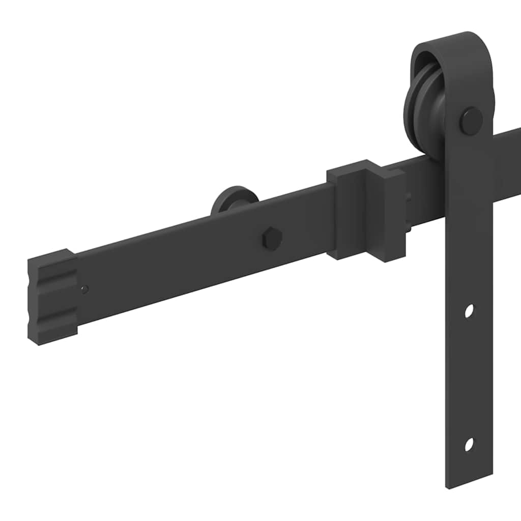 Schiebetürbeschlag-Set 213,5 cm Stahl Schwarz