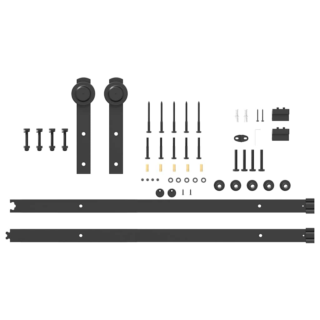 Schiebetürbeschlag-Set 200 cm Stahl Schwarz