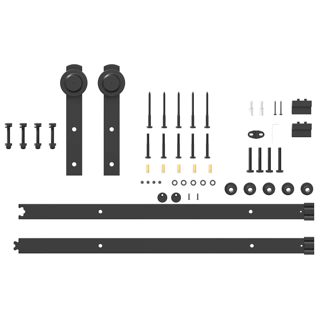 Schiebetürbeschlag-Set 152 cm Stahl Schwarz