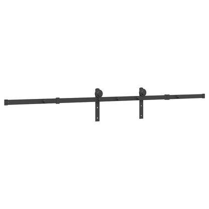 Schiebetürbeschlag-Set 213,5 cm Stahl Schwarz