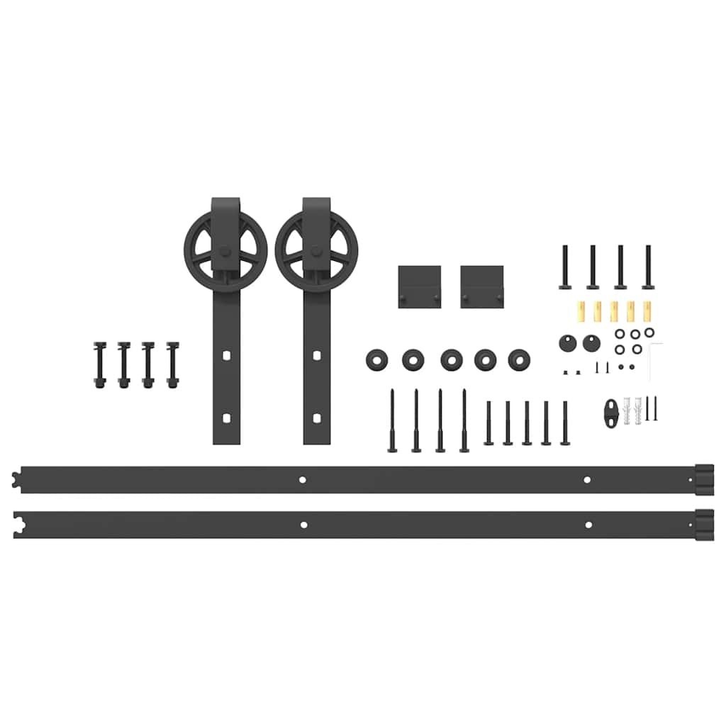 Schiebetürbeschlag-Set 200 cm Stahl Schwarz